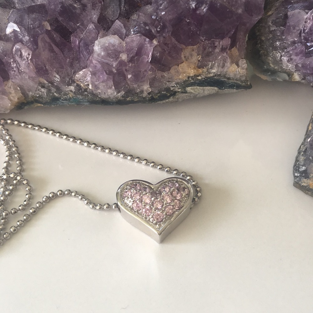 Pink heart necklace